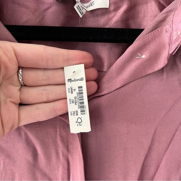 NWT Madewell Darted Button Up Long Sleeve Shirt in Satin - Picture 7 of 8